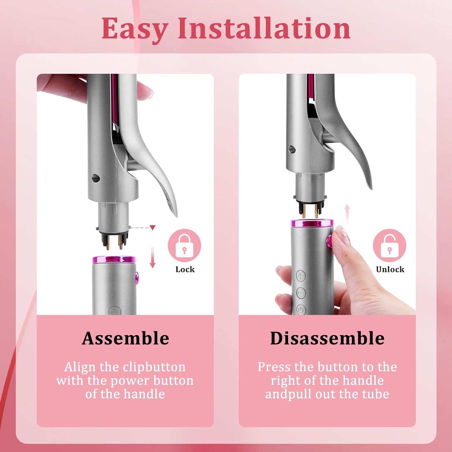 Hotodeal 4 in 1 Curling Iron Set- Hair Straightening Clamps and Comb, 30s Fast Heat Curling Iron for All Hair Types
