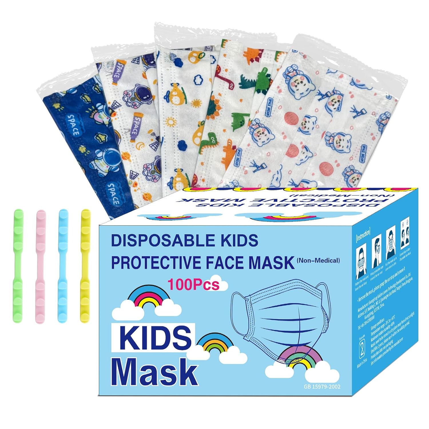 2000 Pcs Kids Disposable Face Masks,3 Ply Kids Masks Disposable Breathable Colorful Cute Face Masks for Children, Girls & Boys(100pcs/box)