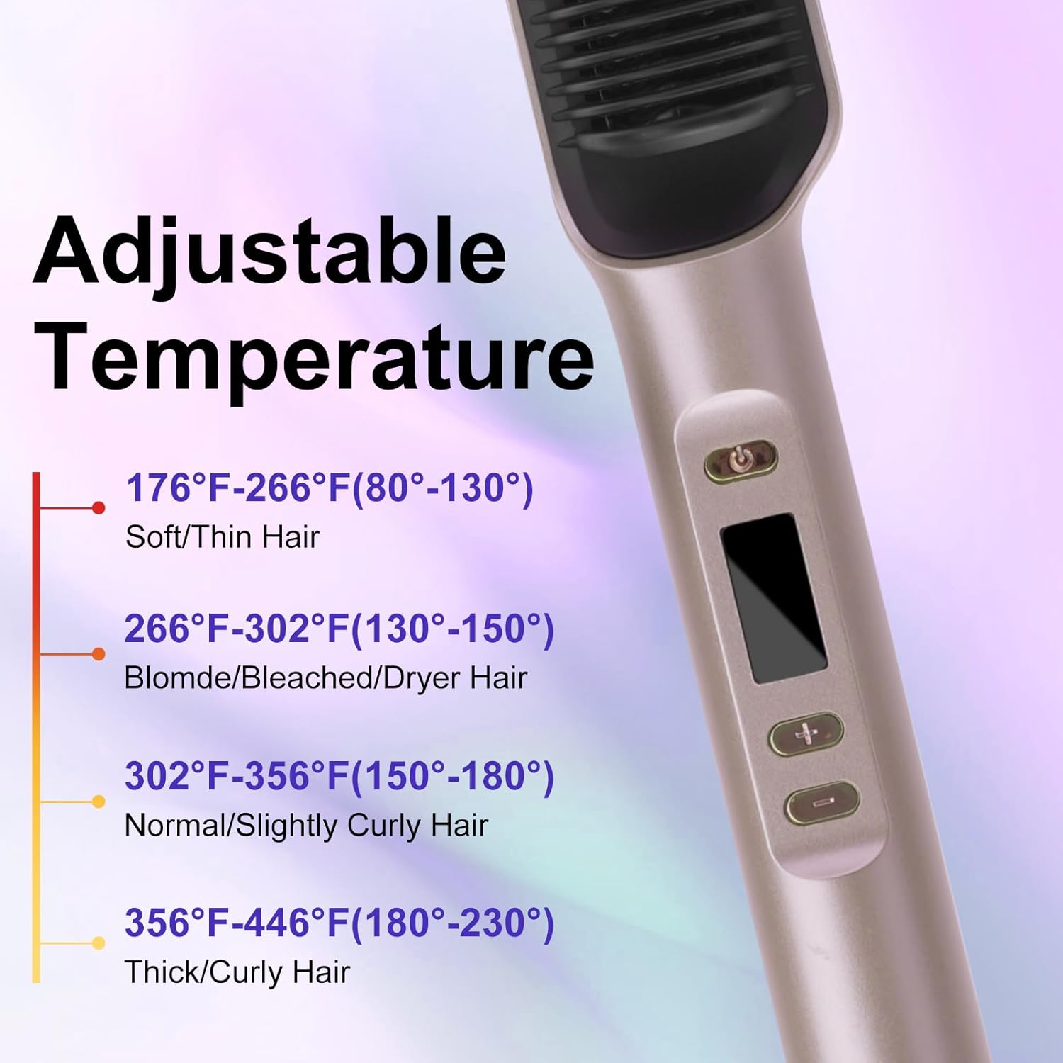 Hotodeal Hair Straightener Brush-20S Fast Heating Ceramic Negative Ion Hair Straightener Styling Comb