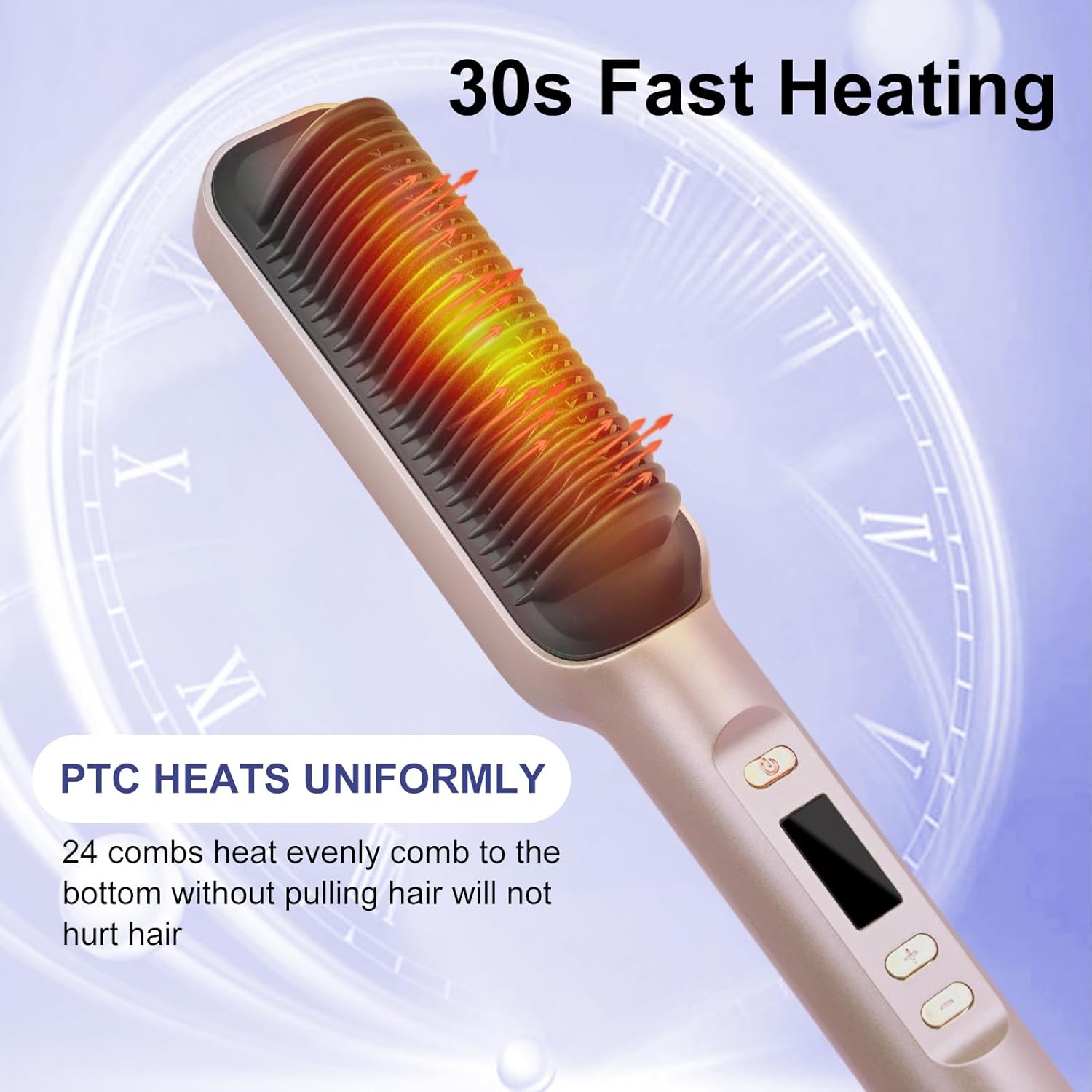 Hotodeal Hair Straightener Brush-20S Fast Heating Ceramic Negative Ion Hair Straightener Styling Comb