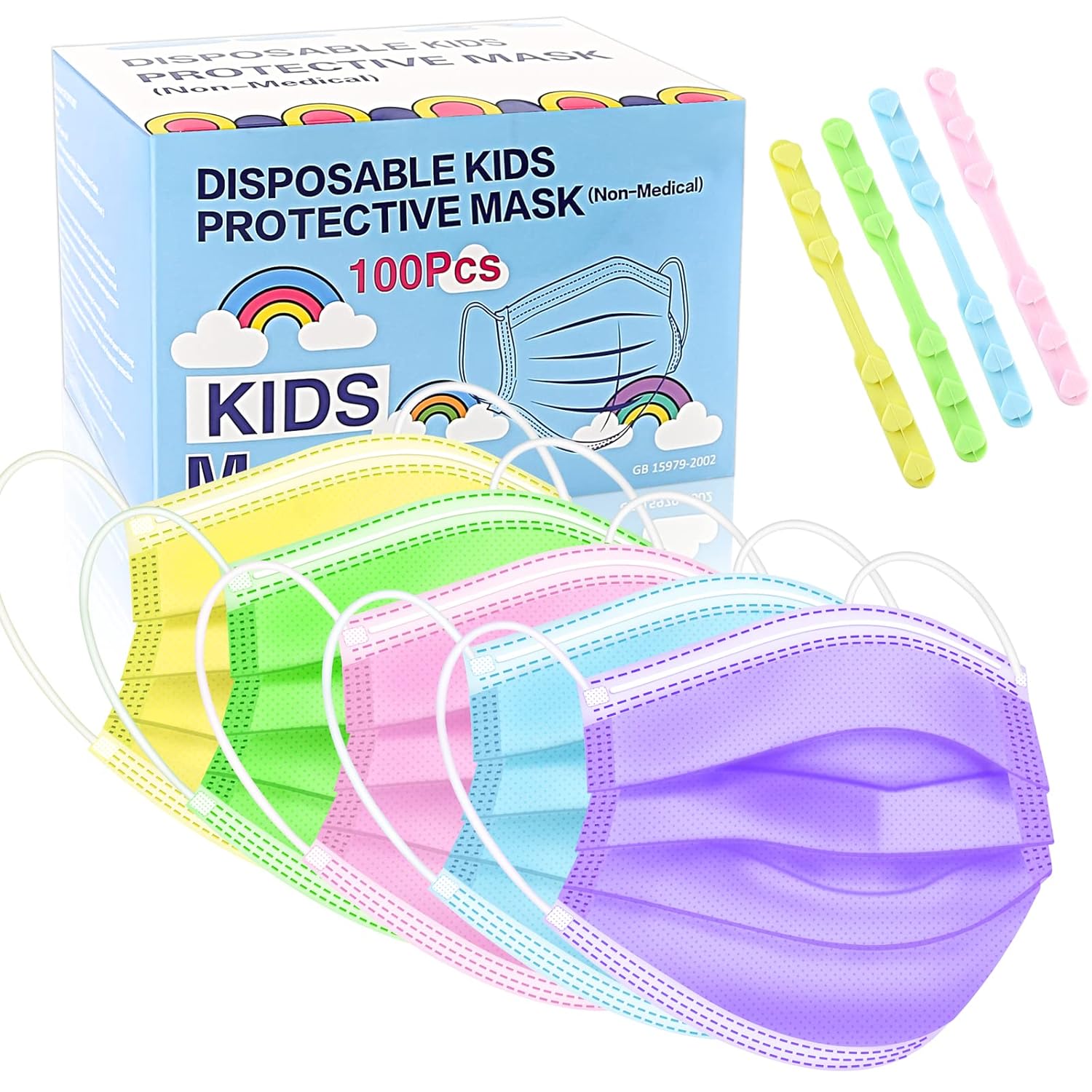 Kids Disposable Face Masks 100Pcs,3 Ply Kids Masks Disposable Breathable Colorful Cute Face Masks for Children, Girls & Boys