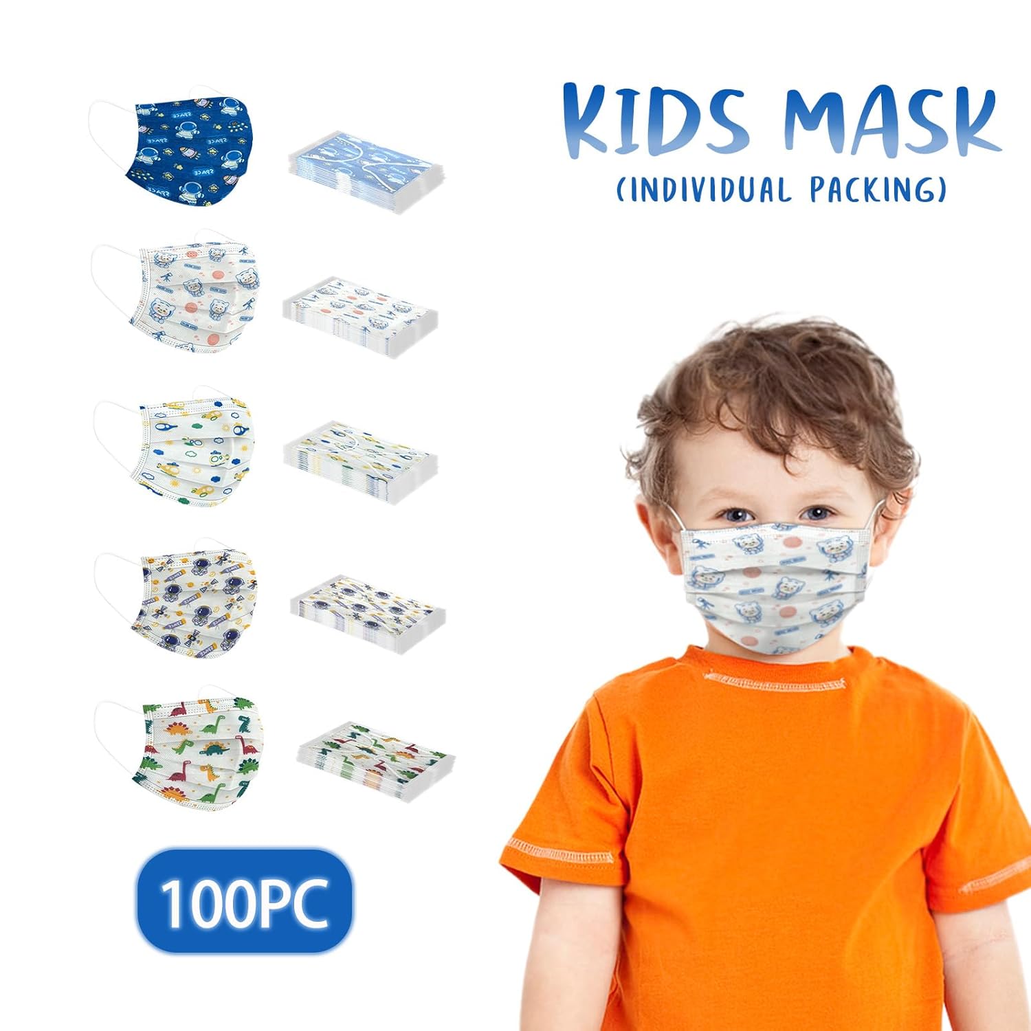 2000 Pcs Kids Disposable Face Masks,3 Ply Kids Masks Disposable Breathable Colorful Cute Face Masks for Children, Girls & Boys(100pcs/box)