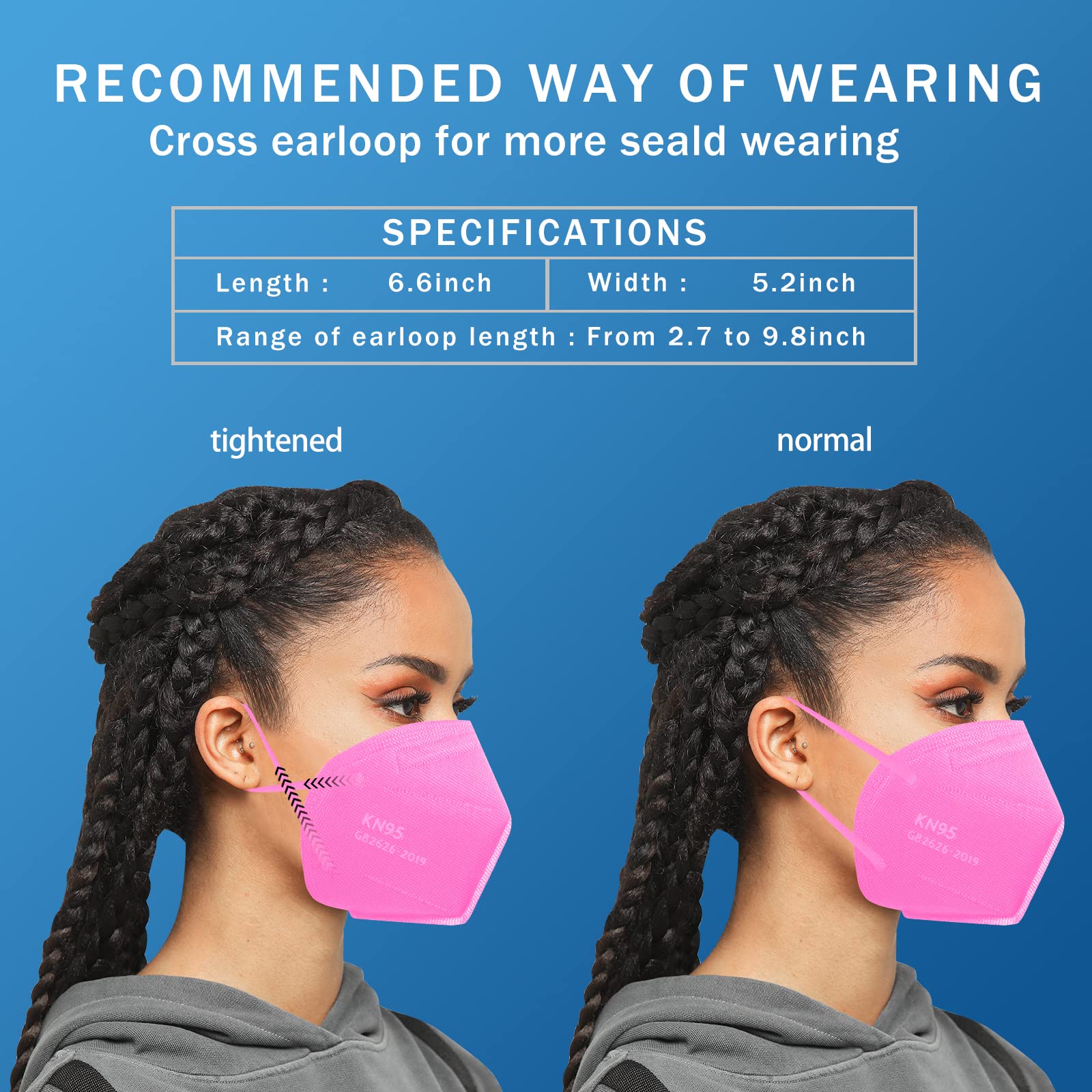 1920 PCS Hotodeal KN95 Face Mask,5 Layers Cup Dust Mask Against PM2.5 from Fire Smoke, Dust, for Men, Women, Essential Workers Pink (20pcs/box)