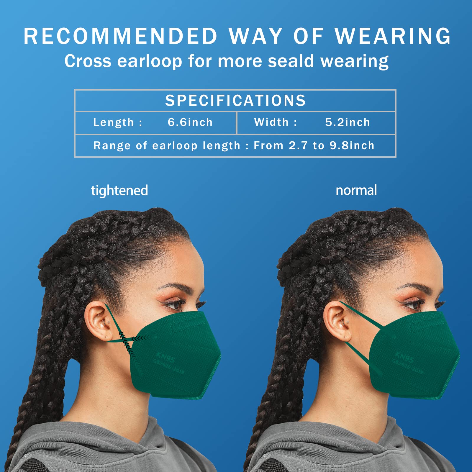 1920 PCSHotodeal KN95 Face Mask,5 Layers Cup Dust Mask Against PM2.5 from Fire Smoke, Dust, for Men, Women, Essential Workers(Green)(20pcs/box)