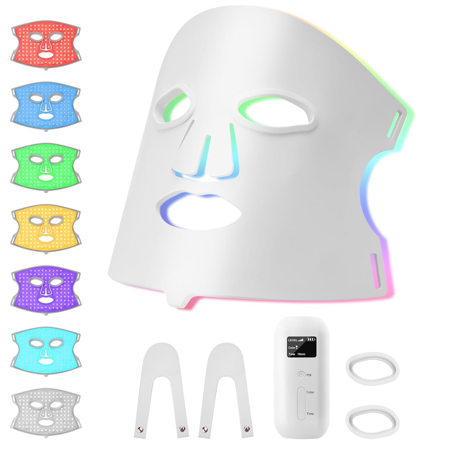 Hotodeal LED Face Mask Light Therapy-7 Colors Silicone Material LED Mask Foldable for Skin Rejuvenation Anti-aging Beauty Red Light Therapy